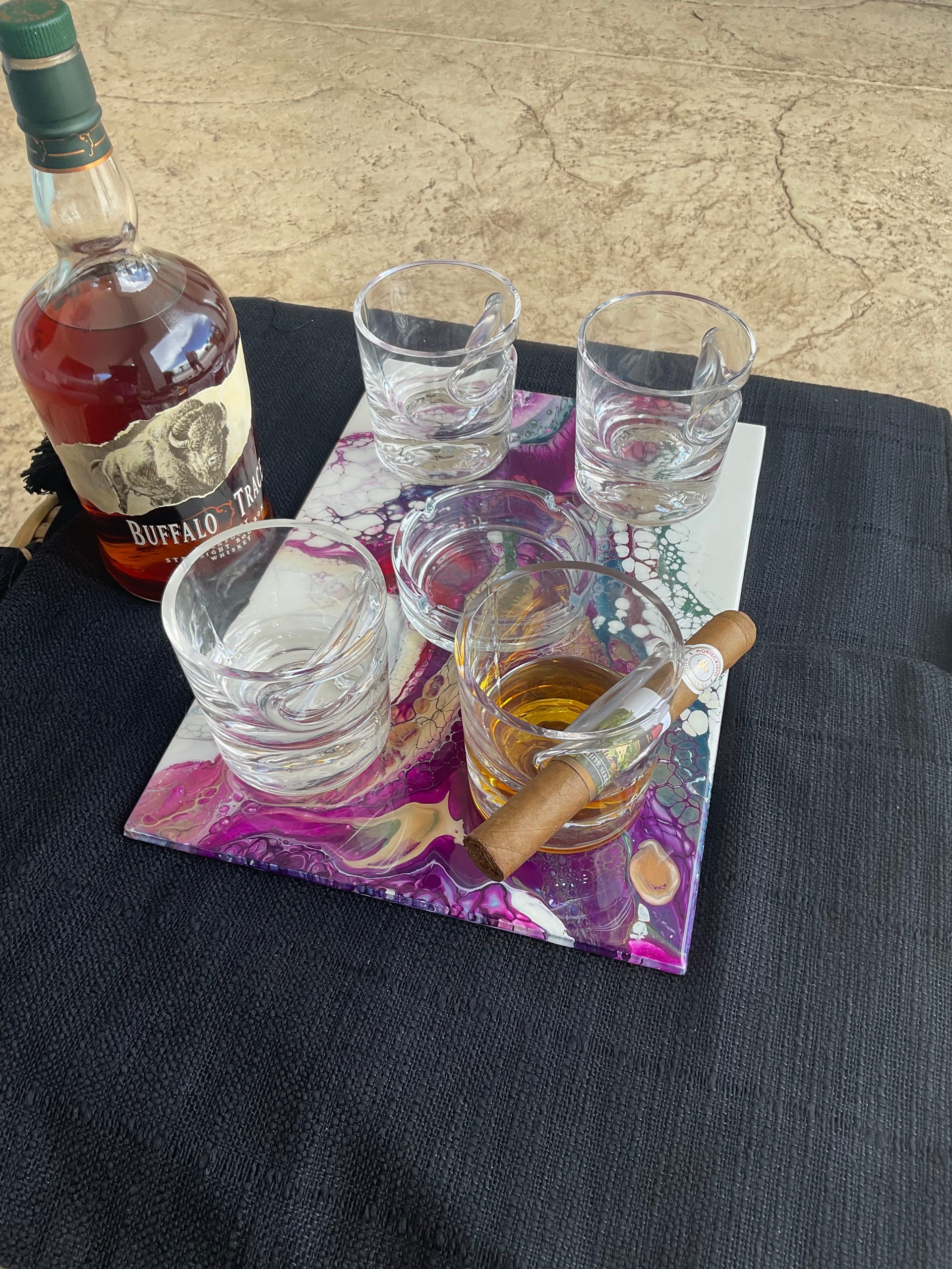 Cocktail Server W/ Highball Cigar Glasses
