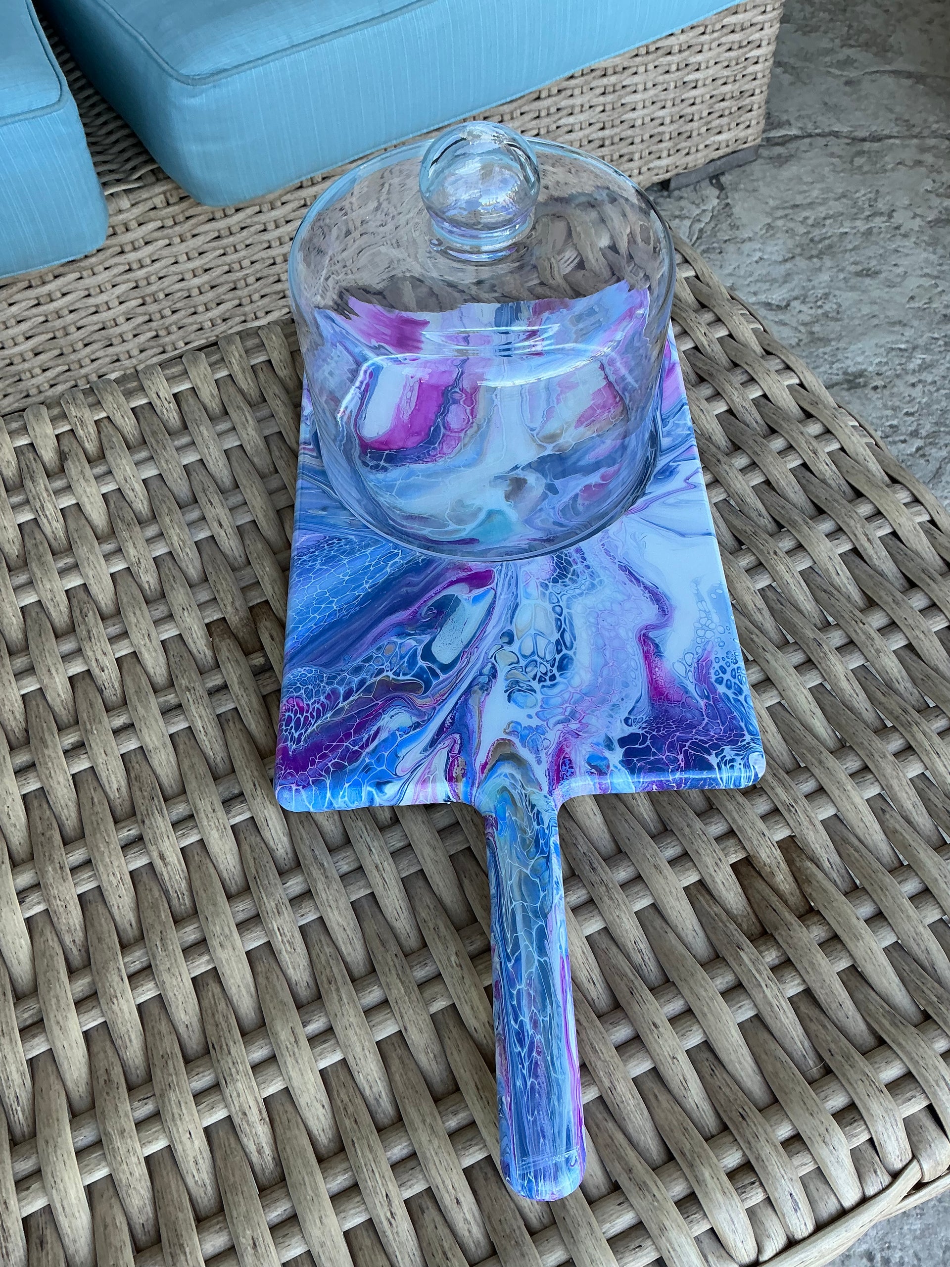 Wood Board with Glass Dome