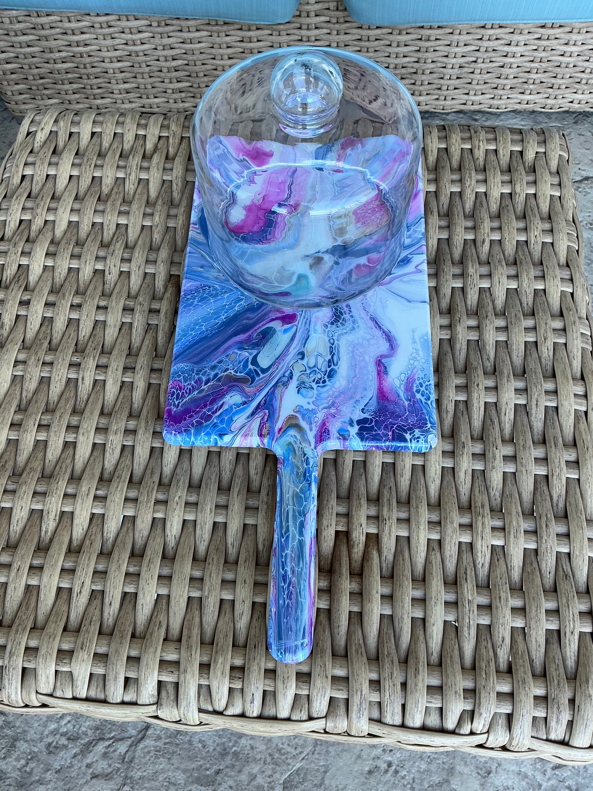 Wood Board with Glass Dome